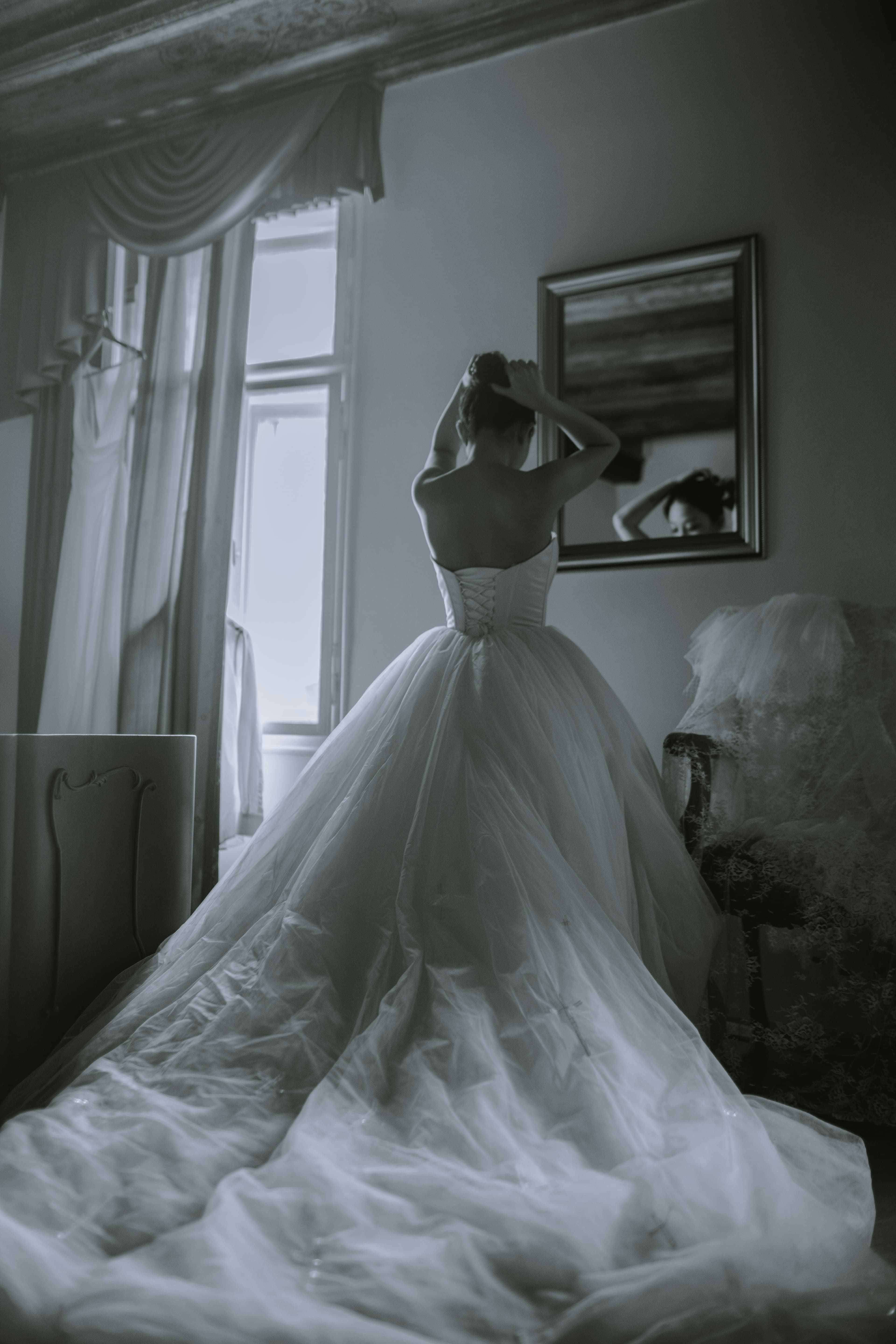 Vestido blanco novia sirena — espalda
