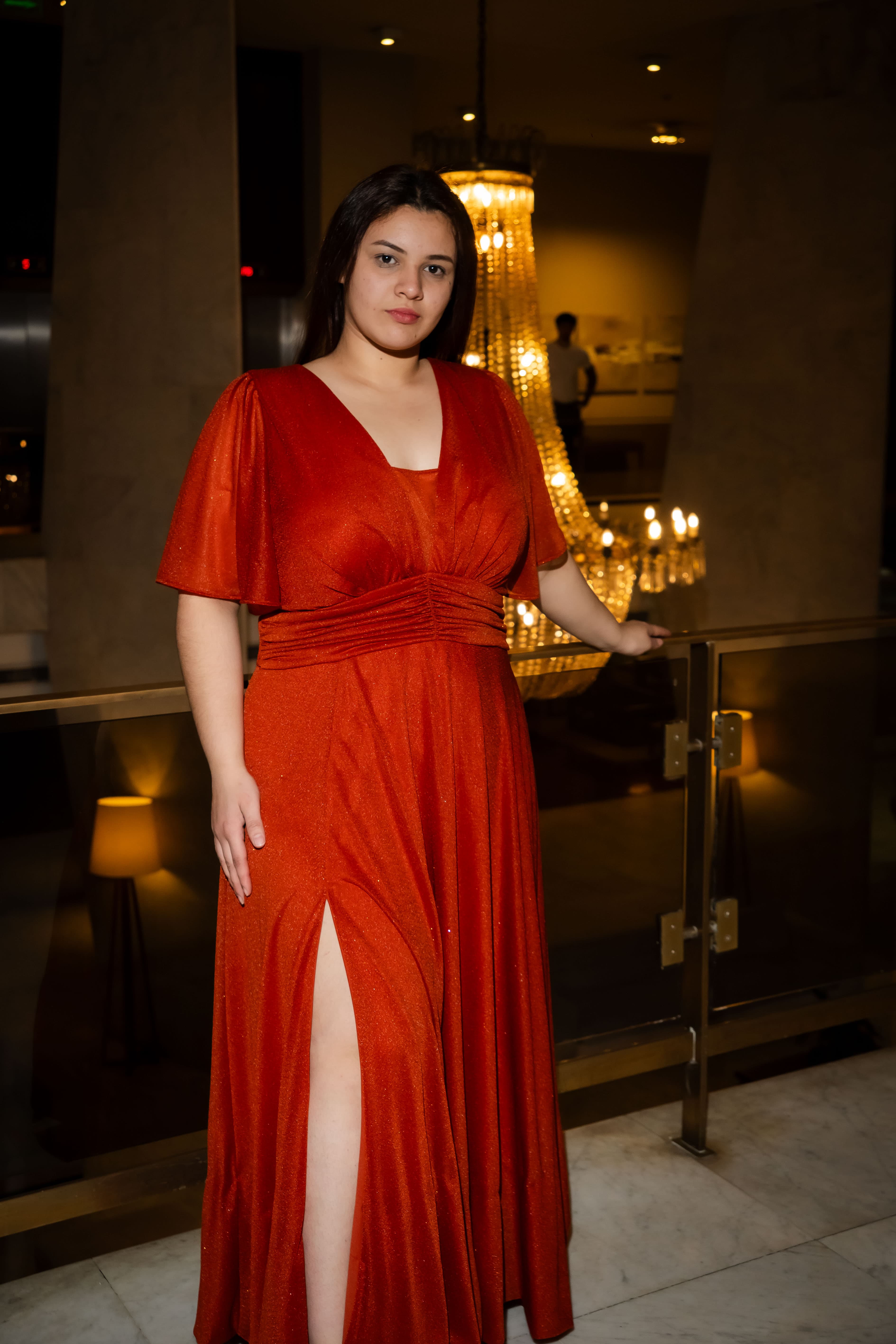 Vestido naranja largo