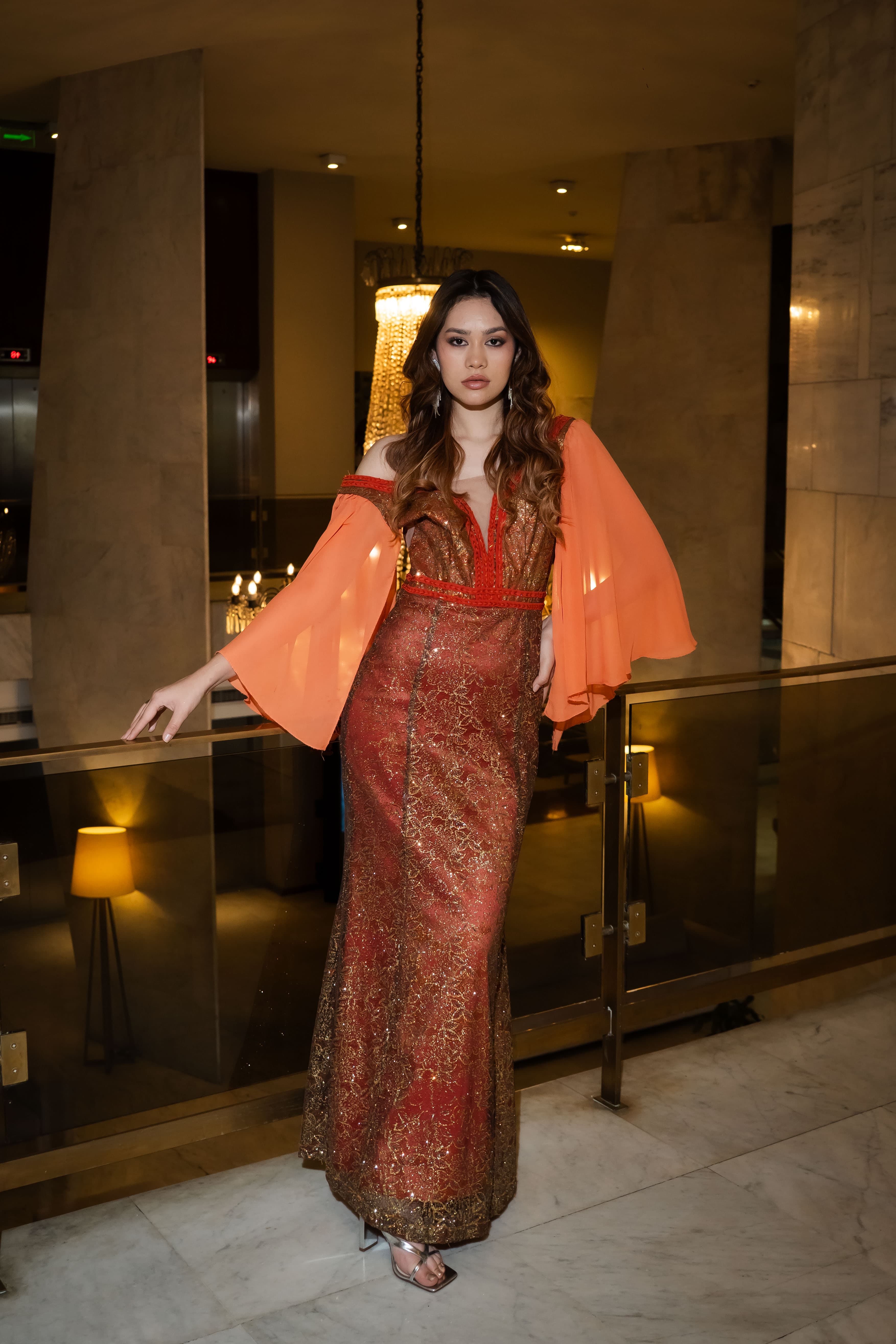 Vestido terracota con lentejuelas